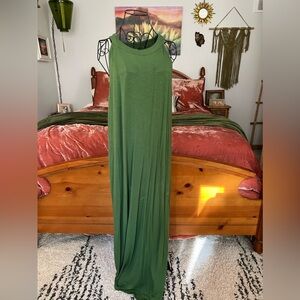 Green maxi dress large tall with pockets